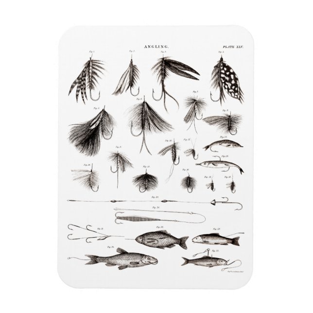 Vintagen 1800er Jahre Angelfischen Lures Lure Hook Magnet (Vertikal)