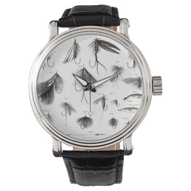 Vintagen 1800er Jahre Angelfliegen alte Haken Armbanduhr (Vorderseite)