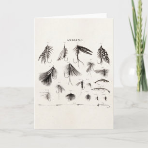 Vintagen 1800er Jahre Angelfliegen alte Haken Karte