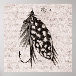 Vintagen 1800er Jahre Angelfliegen lockern Lure Poster