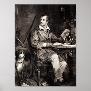 Vintagen 1800er Lord Byron Portrait Viktorianische Poster