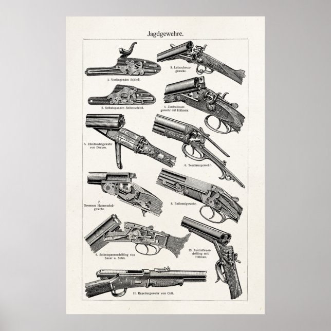 Vintagen 1800er Shotgun Antike Schusswaffen Alte G Poster (Vorne)