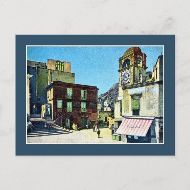 Vintagen 1890er Capri La Piazza Postkarte (Vorderseite)