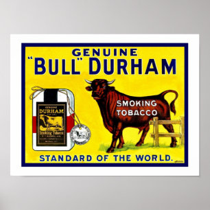 Vintagen 1890er Jahre Bull Durham Tabak und Poster