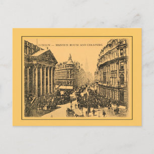 Vintagen 1890er Jahre London Mansion House und Che Postkarte