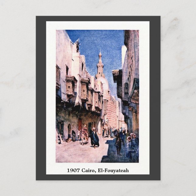 Vintagen 1900 Kairo Ägypten El-Fouyateah Street Postkarte (Vorderseite)