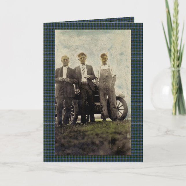 Vintagen 1920er Jahre Auto und Männer Karte (Vorderseite)