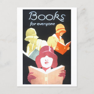Vintagen 1920er Jahre "Books for Everywhere" Leseb Postkarte