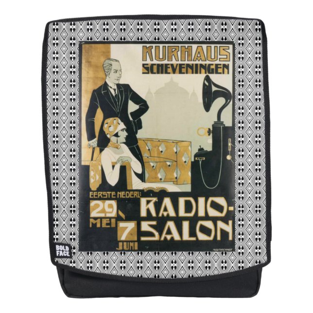 Vintagen 1920er Jahre Niederländischer Radiosalon Rucksack (Vorderseite)