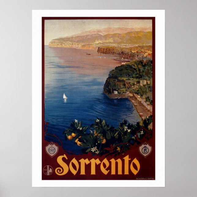 Vintagen 1920er Jahre Sorrento Italienische Reise Poster (Vorne)