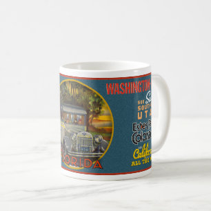 VINTAGEN 1930-40 REISE USA THEME KAFFEETASSE