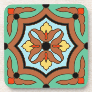 Vintagen 1930er Catalina Island Tile Set Getränkeuntersetzer