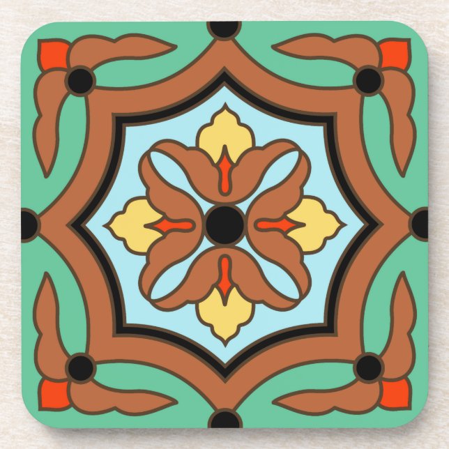 Vintagen 1930er Catalina Island Tile Set Getränkeuntersetzer (Vorderseite)