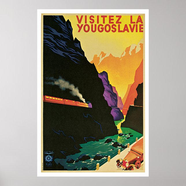 Vintagen 1930er Jahre Besuch Jugoslawiens Reisewer Poster (Vorne)