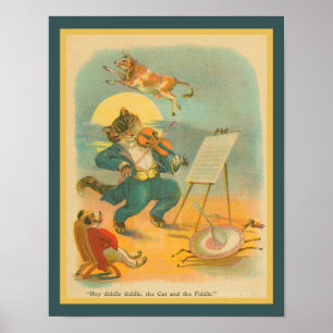Vintagen 1930er Jahre Hey Diddle Diddle Nursey Rhy Poster