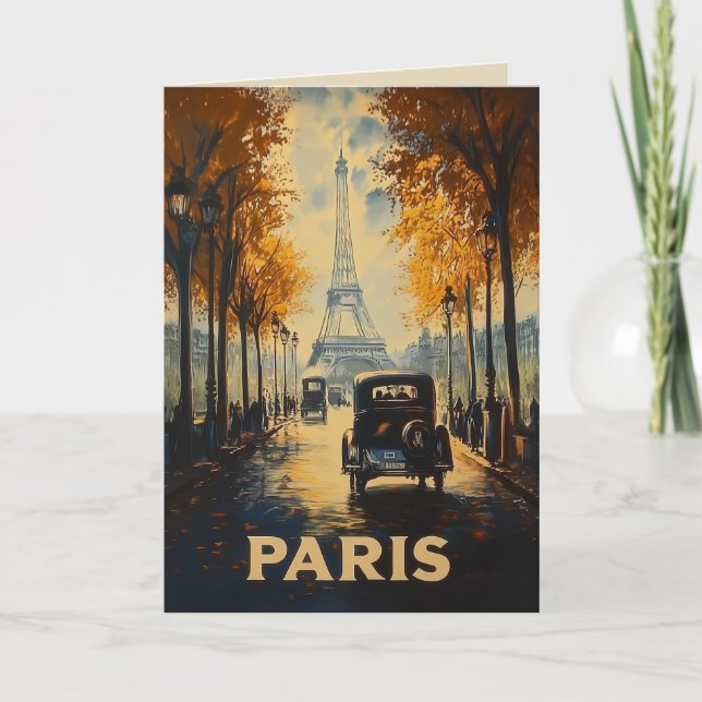 Vintagen 1930er Jahre Paris Reiseposter Eiffelturm Einladung (Vorderseite)