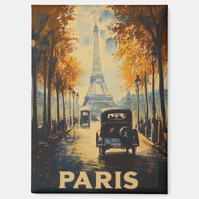 Vintagen 1930er Jahre Paris Reiseposter Eiffelturm Magnet (Vorderseite)