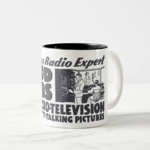 VINTAGEN 1930ER LERNFUNKTION/FERNSEHER AD ZWEIFARBIGE TASSE