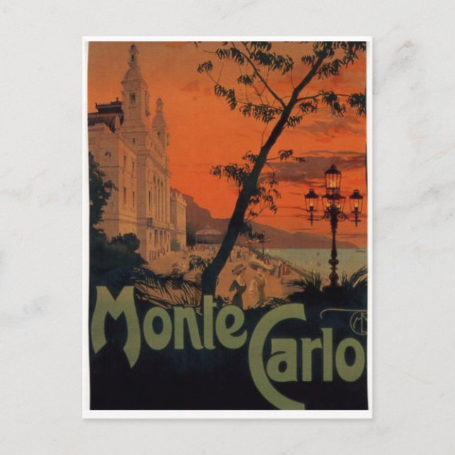 Vintagen 1930er Monte Carlo Postkarte (Vorderseite)