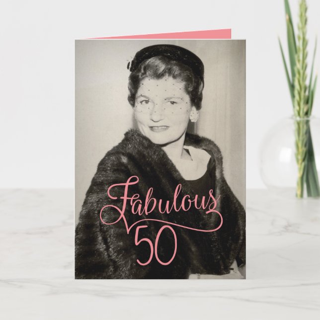 Vintagen 1950er-Jahre fabelhafter 50. Geburtstag f Karte (Vorderseite)