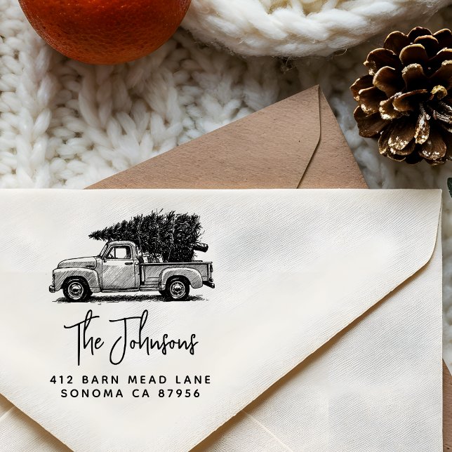 Vintagen 1950er Jahre Truck&Tree Country Weihnacht Gummistempel (Von Creator hochgeladen)