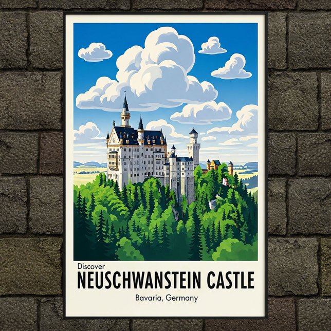 Vintagen 1960er Neuschwanstein Burgreise Poster (Von Creator hochgeladen)