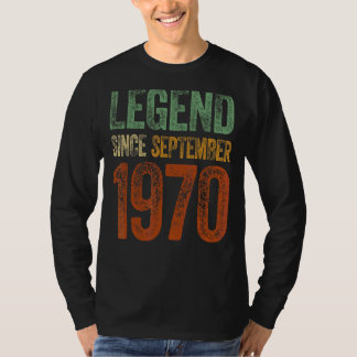 Vintagen 1970 Geburtstag September Geborene Legend T-Shirt