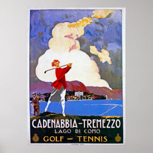Vintagen 20er Jahre Comer See Golf Italienische Re Poster