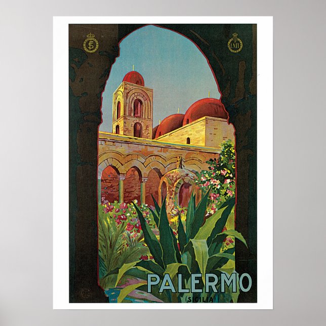 Vintagen 20er Jahre Palermo Sizilien Reise Poster (Vorne)