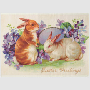 Vintagen 2 Kaninchen Osterhitze Seidenpapier