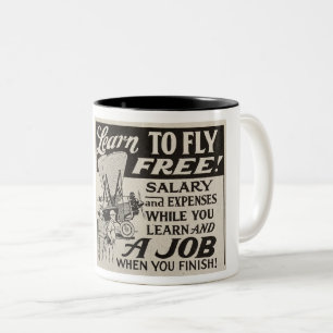 VINTAGEN 30ER LERNEN ZU FLIEGEN! AD ZWEIFARBIGE TASSE