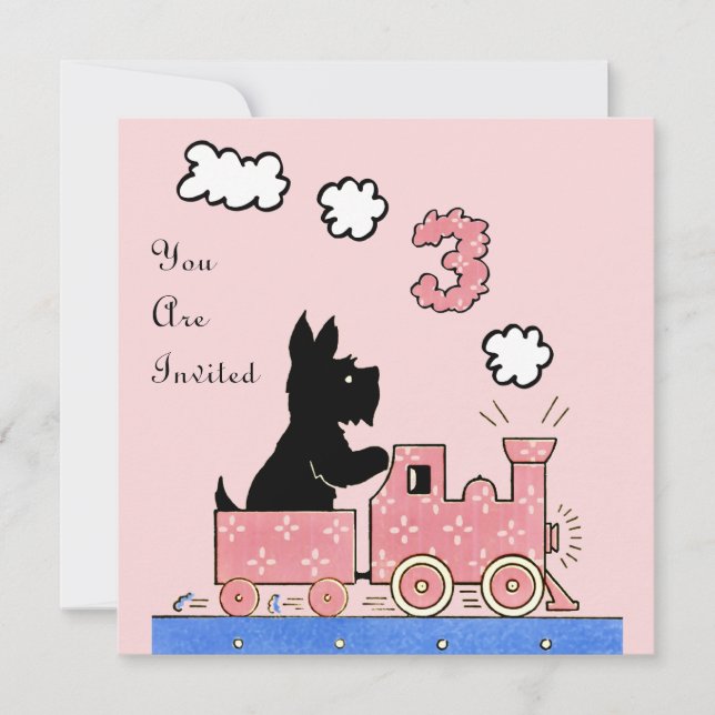 Vintagen 3 Jahre alte Geburtstagskinder Einladung (Vorderseite)