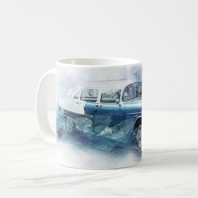 Vintagen 50er Jahre Chevy Car Digital Art Tasse (Vorderseite Links)