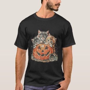 Vintagen 90er Cat Halloween Soky Season Pumpkin Ca T-Shirt