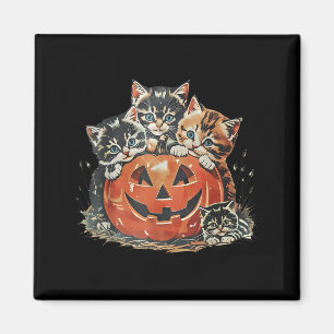 Vintagen 90er Cat Pumpkin Halloween Retro Floral S Magnet