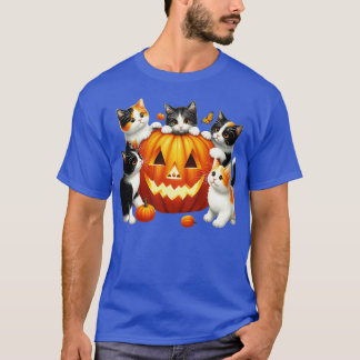 Vintagen 90er Cat Pumpkin Halloween Retro Floral S T-Shirt