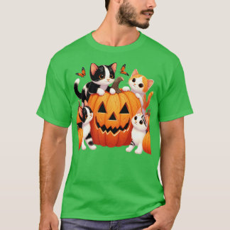 Vintagen 90er Cat Pumpkin Halloween Retro Floral S T-Shirt
