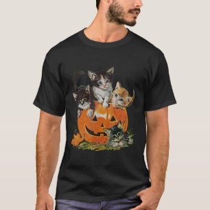 Vintagen 90er Cat Pumpkin Halloween Retro Floral S T-Shirt