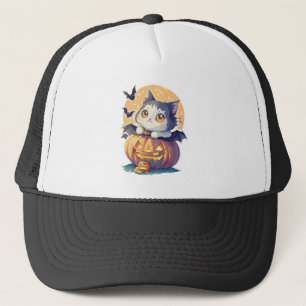Vintagen 90er Cat Pumpkin Halloween Retro Truckerkappe