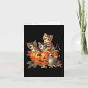 Vintagen 90er Cat Retro Pumpkin Kätzchen Halloween Karte