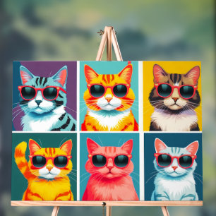 Vintagen 90er Katzen in billiger Sonnenbrille Acrylschild