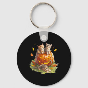 Vintagen 90er KatzenkürbisHalloween für Männer Fra Schlüsselanhänger