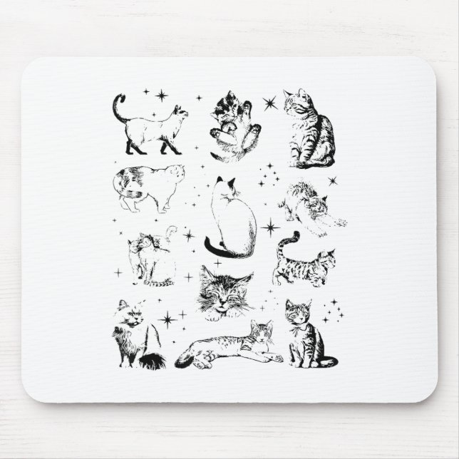 Vintagen 90er Tattoo Cat _1 Mousepad (Vorne)