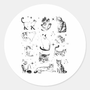 Vintagen 90er Tattoo Cat _1 Runder Aufkleber
