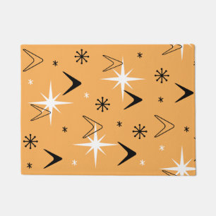 Vintagen Boomerangs and Stars Orange der 50er Jahr Fußmatte