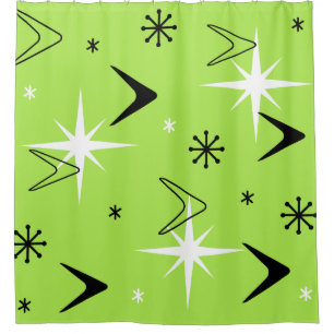 Vintagen Boomerangs und Stars Chartreuse der 50er Duschvorhang
