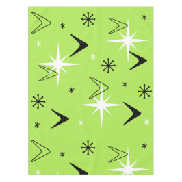 Vintagen Boomerangs und Stars Chartreuse der 50er Tischdecke