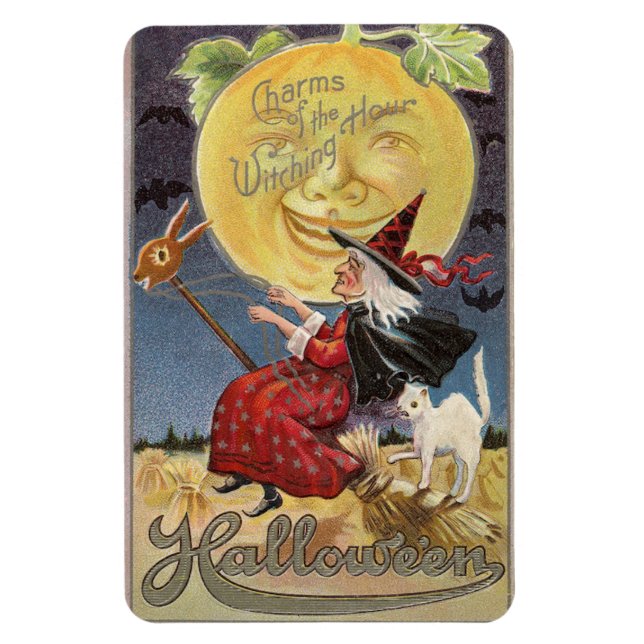 Vintagen Charme des Hexenhundes Halloween Magnet (Vertikal)
