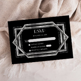 Vintagen Deko Black Silver Wedding RSVP aus den 20 Begleitkarte