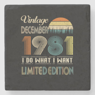 Vintagen Dezember 1981 Was ich Woll Limited Editio Steinuntersetzer